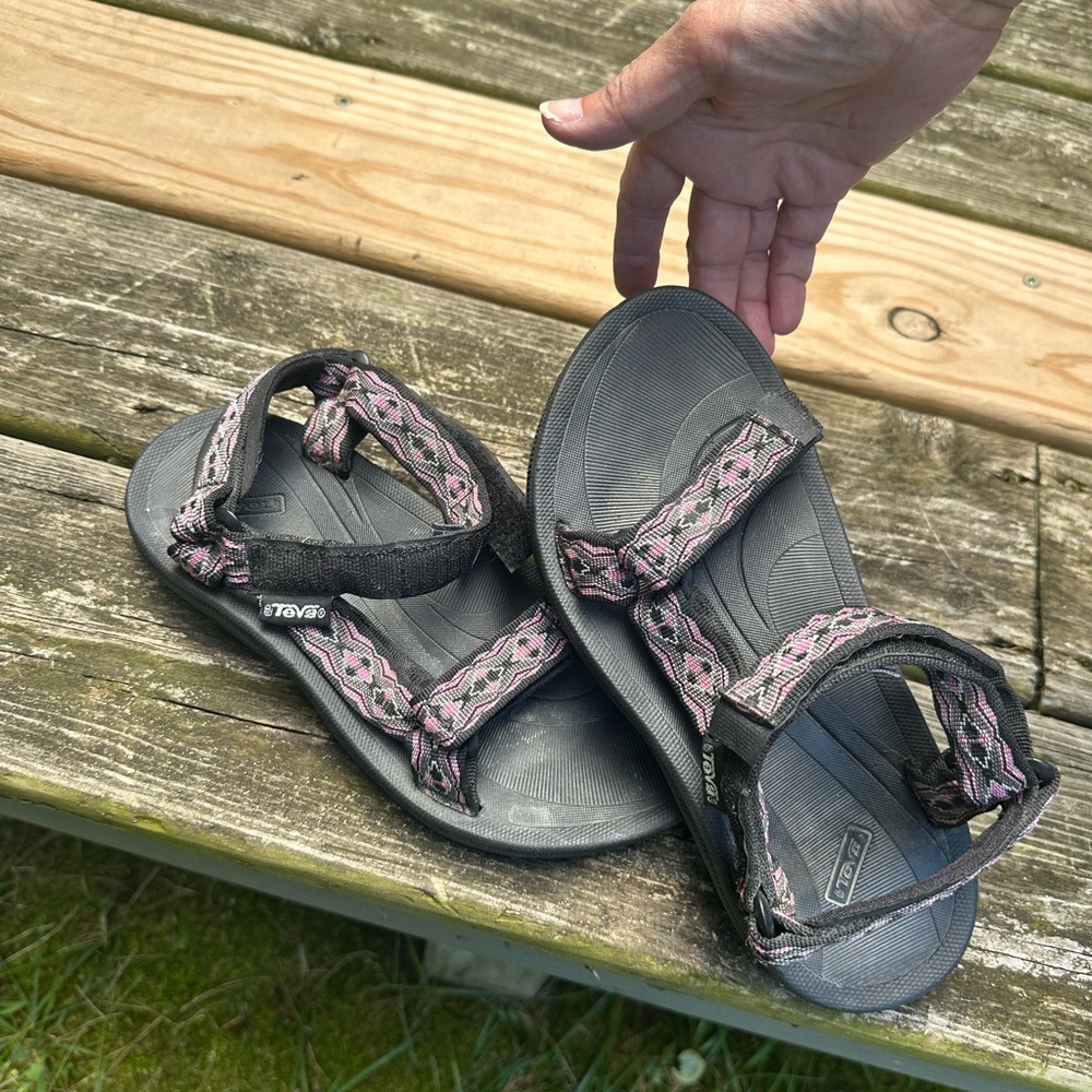 Teva Black Sandals with Pink Pattern